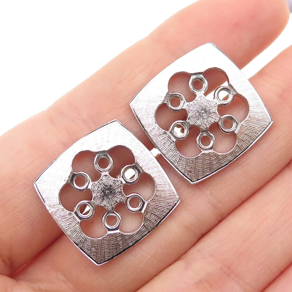ANSON 925 Sterling Silver Vintage Flower Cufflinks